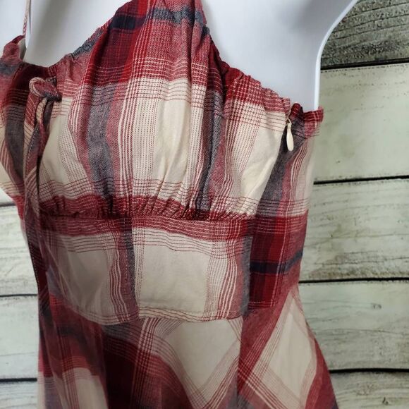 Forever 21 Plaid Mini Dress Red White Spaghetti Strap Size S - Picture 4 of 8